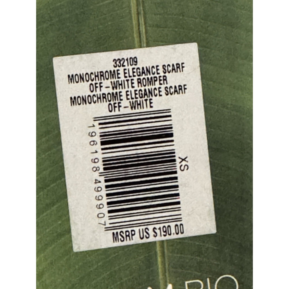 Farm Rio Monochrome Elegance Scarf Off-white Romper XS New Tags $190 - Picture 4 of 5